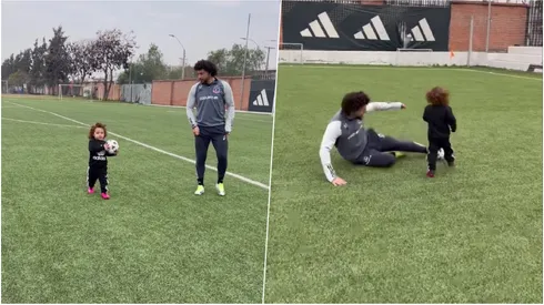 Falcón se divierte con su hijo y le juega una pequeña broma.