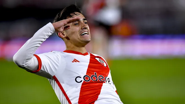 La felicidad de Pablo Solari tras su gran doblete en River Plate.