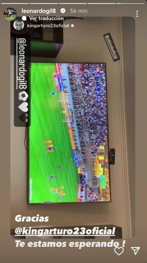 El mensaje de Leonardo Gil a Arturo Vidal. Foto: Pantallazo