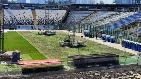 Estado de la cancha en el estadio Monumental. Crédito: ADN.