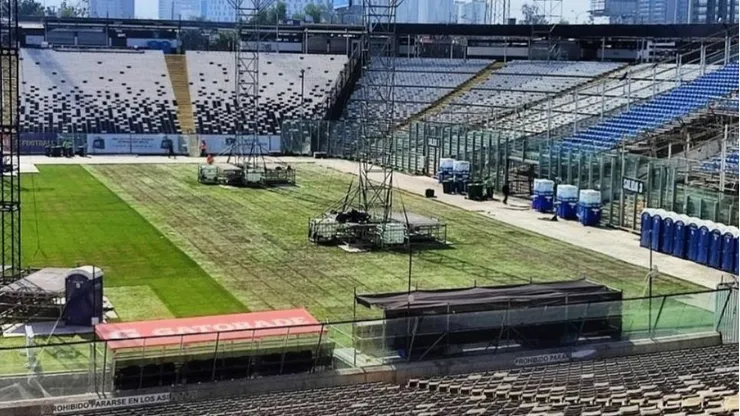 Estado de la cancha en el estadio Monumental. Crédito: ADN.