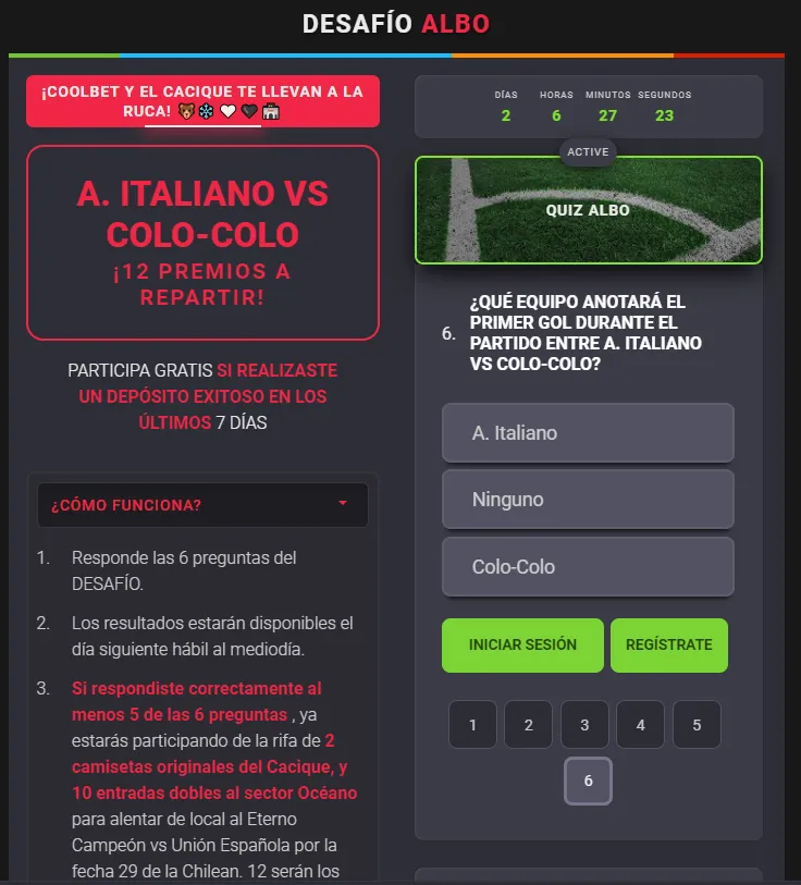 Los hinchas de Colo Colo pueden formar parte del Desafío Albo de la mano de Coolbet Chile. Foto: Coolbet Chile.