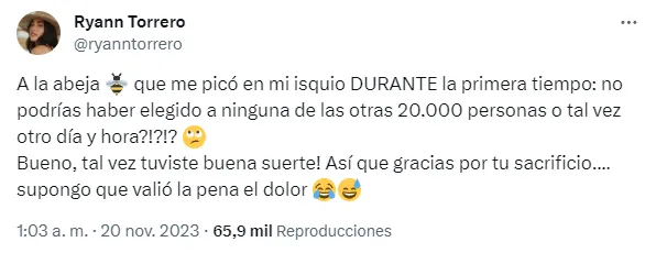 Mensaje de Ryann Torrero. (Foto: Captura)