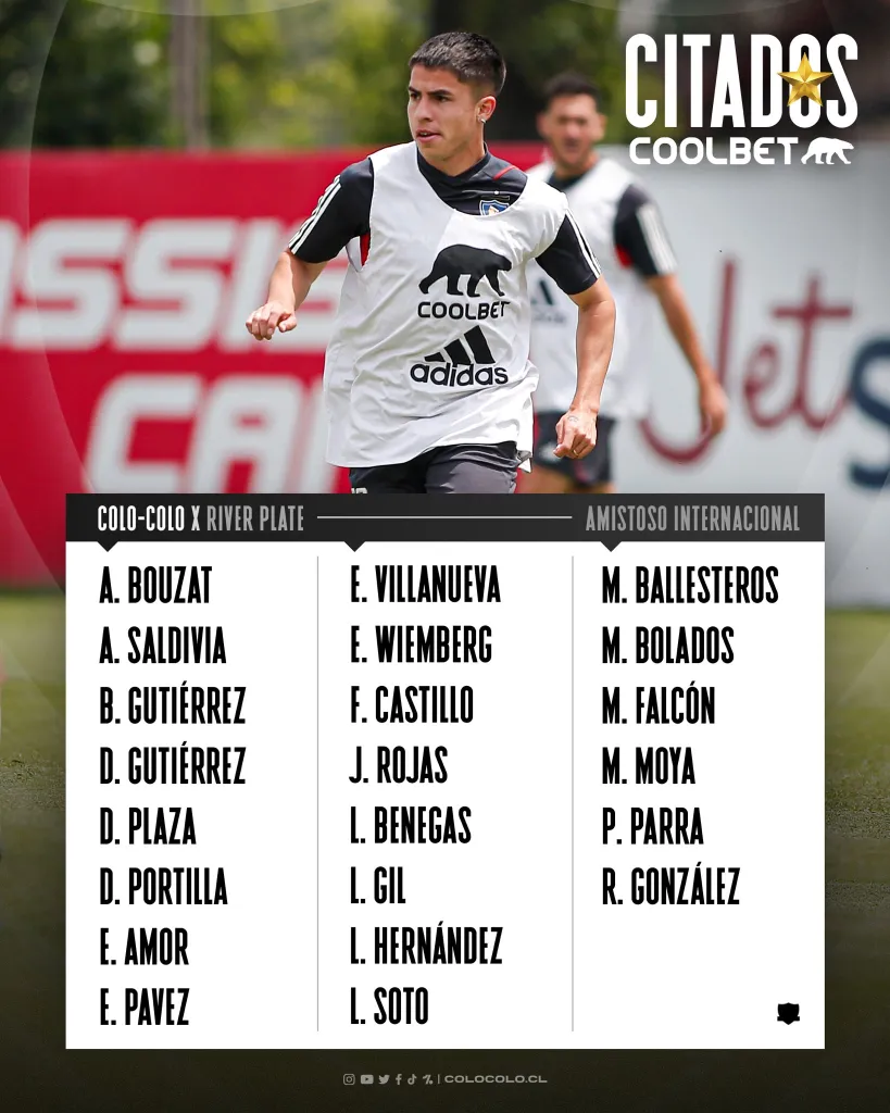 La citación de Colo Colo para enfrentar a River Plate.