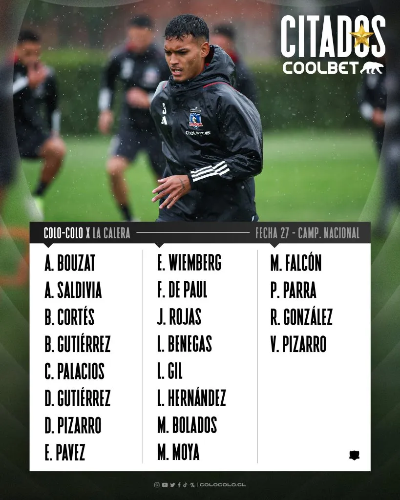Citación de Colo Colo vs Unión La Calera. Fuente: Colo Colo Oficial