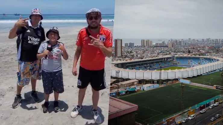 Hinchas albos viajaron a Iquique para apoyar a Colo Colo.