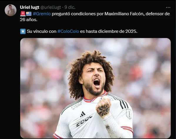 Maximiliano Falcón está en la mira de Gremio de Porto Alegre.