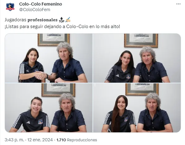 Jugadoras de Colo Colo femenino firman su primer contrato profesional. (Foto: Captura)