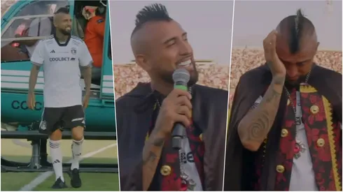 La emocionada llegada de Vidal en helicóptero en su bienvenida.