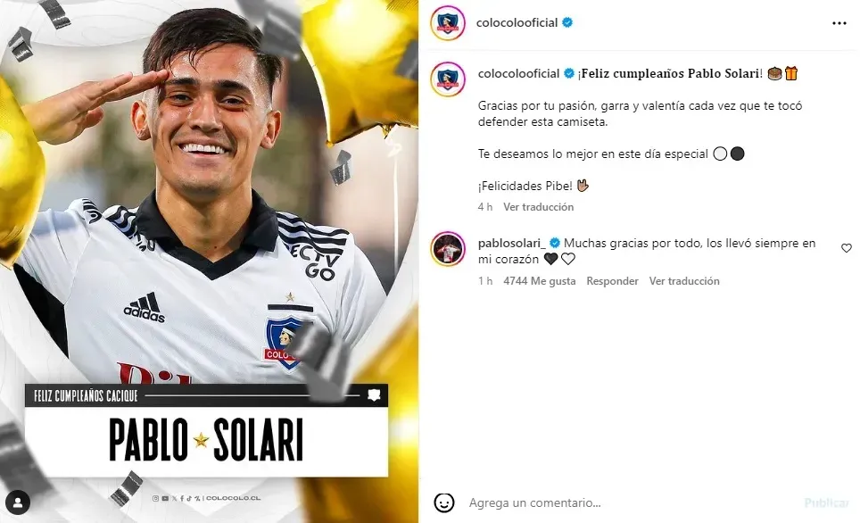 El mensaje de Pablo Solari que enterneció al pueblo colocolino.