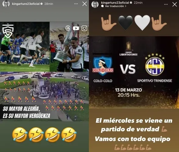 Arturo Vidal se mofa de los hinchas de la U que festejaron el Superclásico en Plaza Italia. 