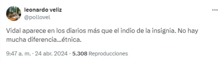 El tuiteo de Leonardo Véliz en contra de Vidal
