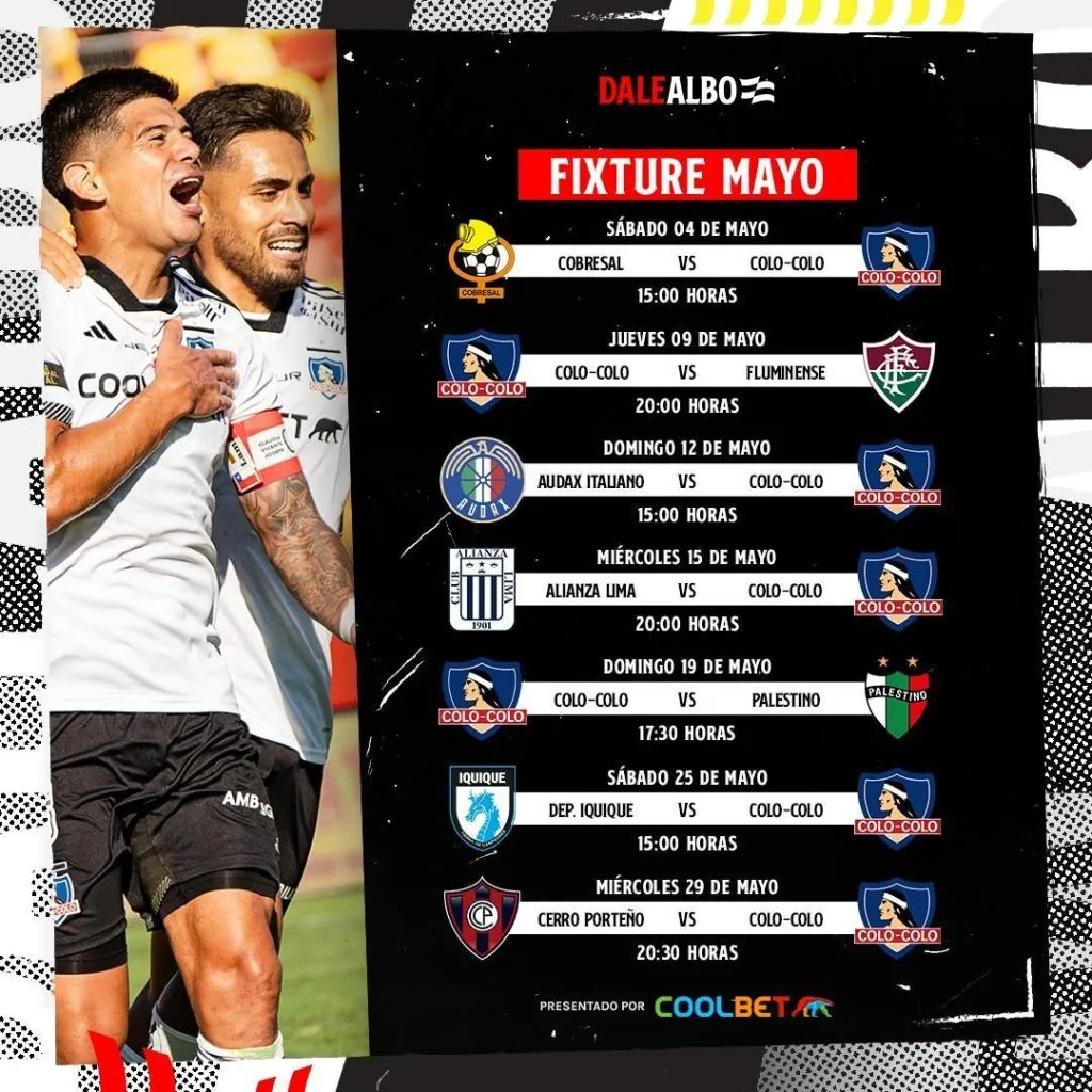 Calendario de mayo para Colo Colo.