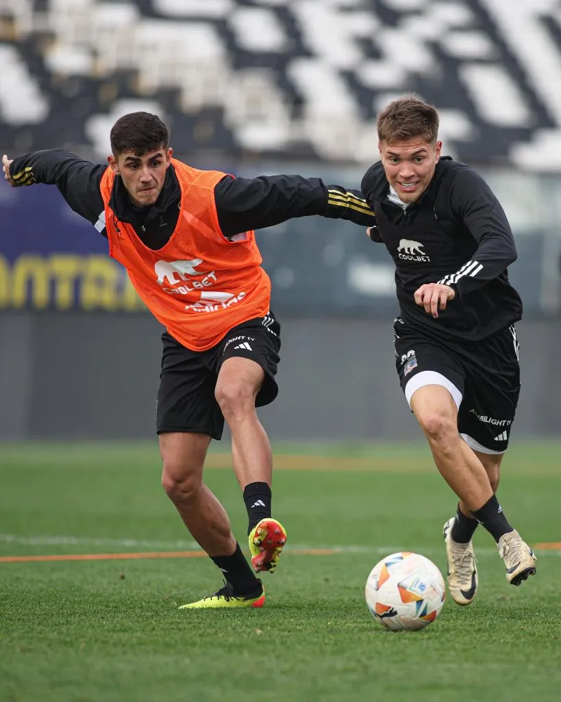 Lucas Soto y Bruno Gutiérrez entrenando en el Monumental. (Foto: Colo Colo)