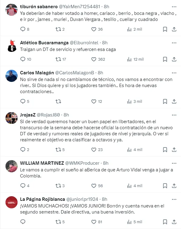 La reacción de los hinchas de Junior de Barranquilla.