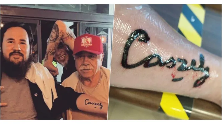 No tenía papel, Carlos Caszely le firma el brazo y se lo tatúa para siempre.