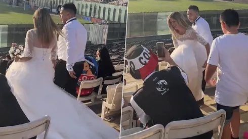 Pareja de novios son aplaudidos por ir a ver a Colo Colo.