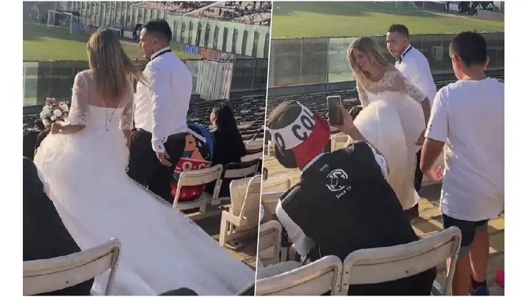 Pareja de novios son aplaudidos por ir a ver a Colo Colo.