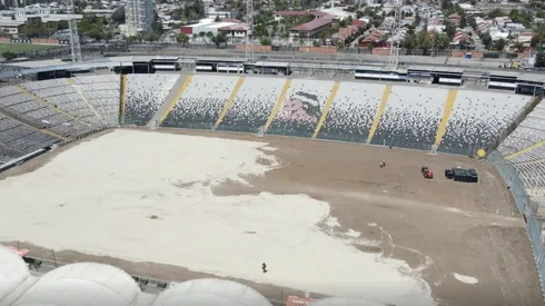 Los trabajos de la cancha del Estadio Monumental siguen su curso según plazos establecidos