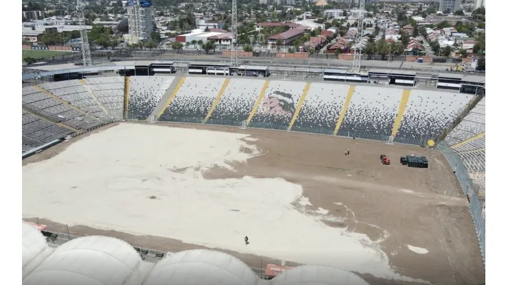 Los trabajos de la cancha del Estadio Monumental siguen su curso según plazos establecidos