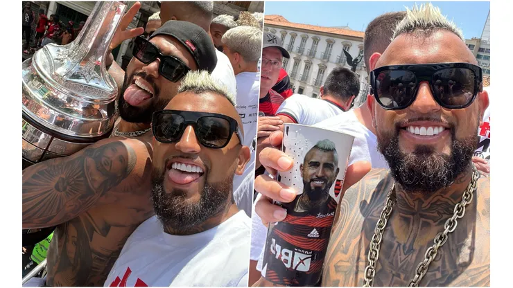 Vidal continúa celebrando los títulos de Flamengo en Brasil.