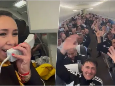 El Cacique festeja con todo en el avión de vuelta a Santiago