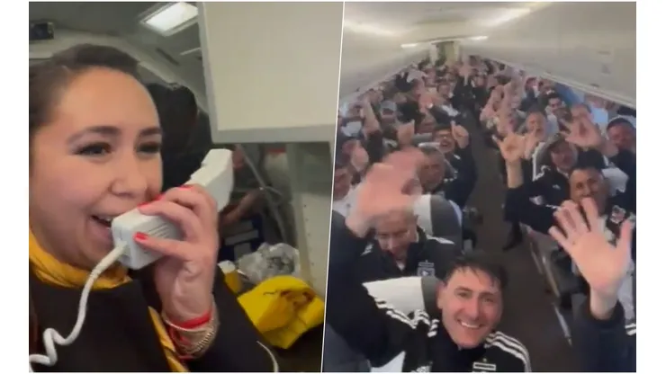 "Muy buenas tardes al campeón de Chile", dijo la tripulante de cabina.