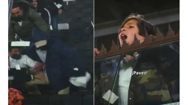 Un hincha le saca de las manos una camiseta a un niño