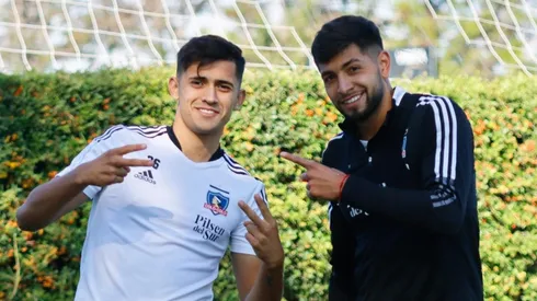 Pablo Solari y Jeyson Rojas en el entrenamiento de Colo Colo.