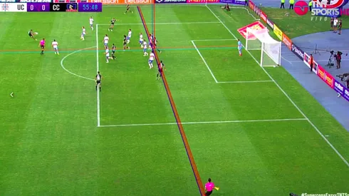 El off side de César Fuentes que invalidó el gol de Costa.