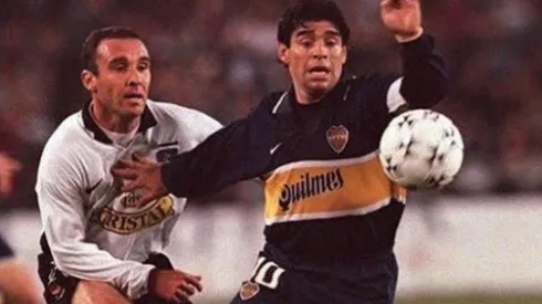Marcelo Espina enfrentando a Diego Maradona