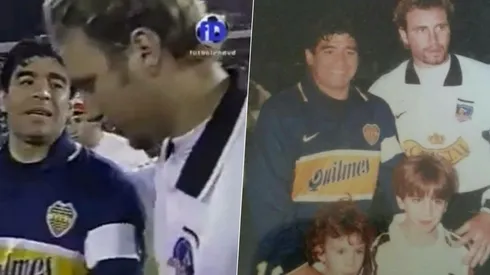 Maradona junto a Barticciotto por la Supercopa 1997.