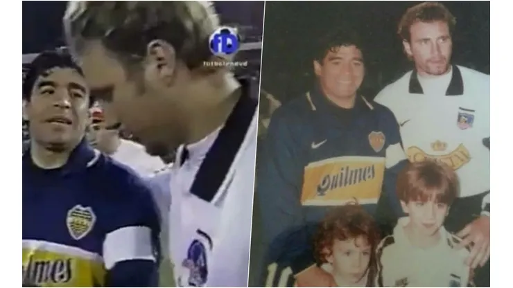 Maradona junto a Barticciotto por la Supercopa 1997.
