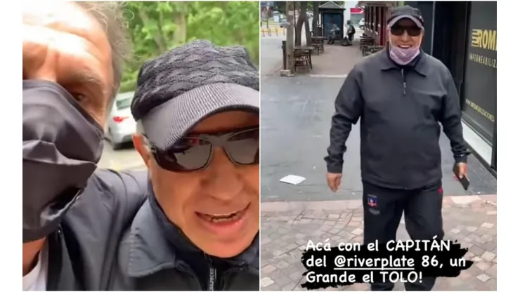 El Tolo Gallego con el buzo de Colo Colo