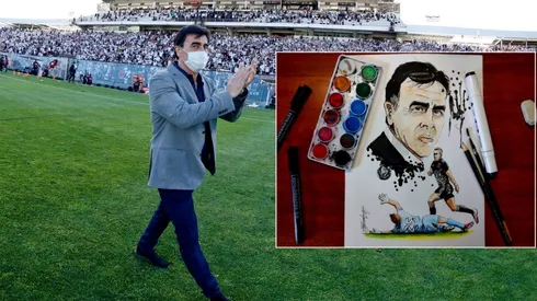 Gustavo Quinteros retratado en acuarela.