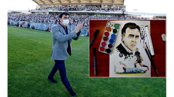Gustavo Quinteros retratado en acuarela.