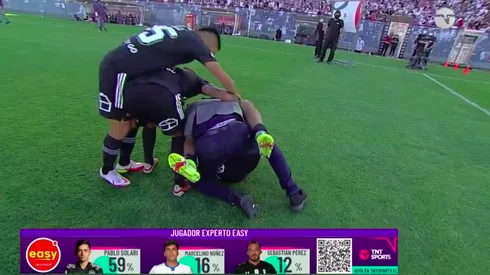 Morales con Quinteros en pleno festejo.