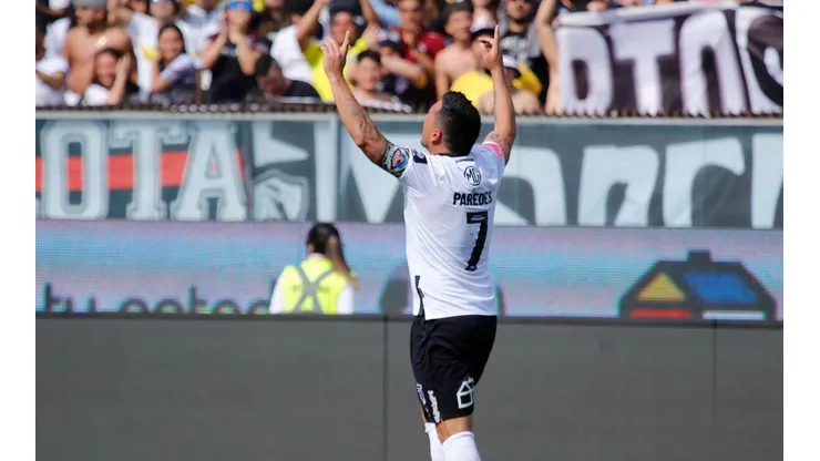El festejo de Paredes tras su gol 216.