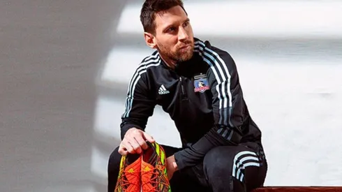 Lionel Messi con la ropa de Colo Colo
