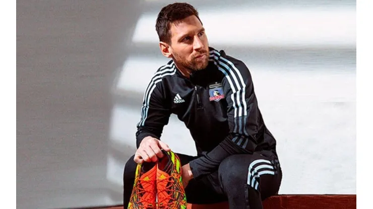 Lionel Messi con la ropa de Colo Colo