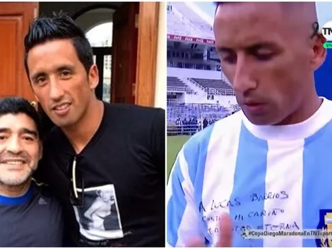El homenaje de Lucas Barrios a Maradona en su partida