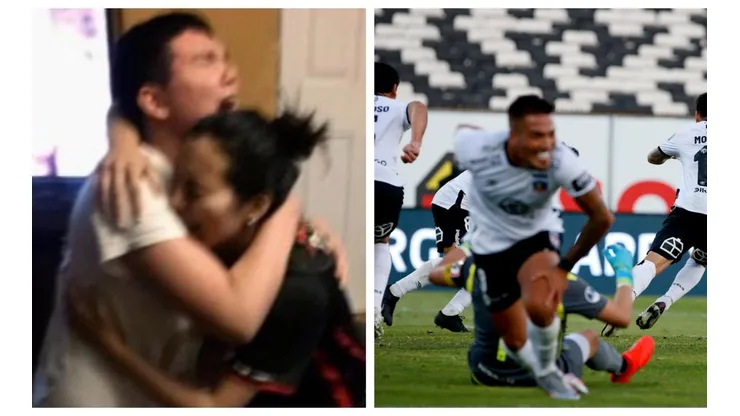 la efusiva celebración del gol de Pablo Mouche que le dio una sufrida victoria de Colo Colo.