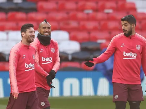 Arturo Vidal y Luis Suárez firmes junto a Lionel Messi