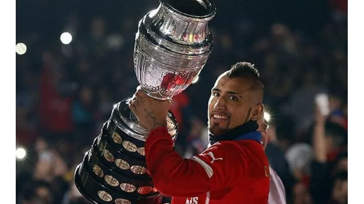 Arturo Vidal celebrando la Copa América