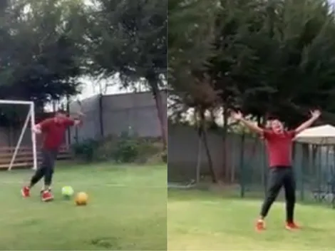 VÍDEO | Pinto entrena en casa y muestra gran puntería tirando el balón al palo