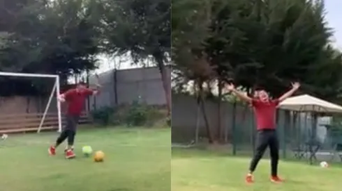 Miguel Pinto se divierte entrenando en casa