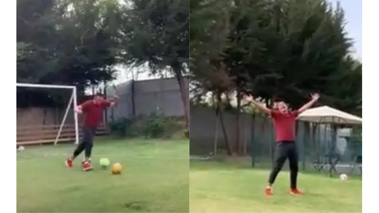 Miguel Pinto se divierte entrenando en casa