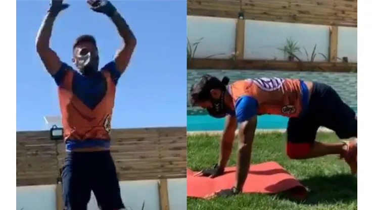 Marcos Bolados entrena con particular atuendo