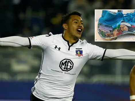 Con bandera mapuche y escudo de Colo Colo: Las zapatillas de Morales