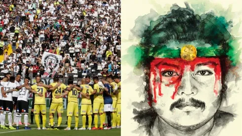 Los jugadores reunidos para hacer el minuto de silencio